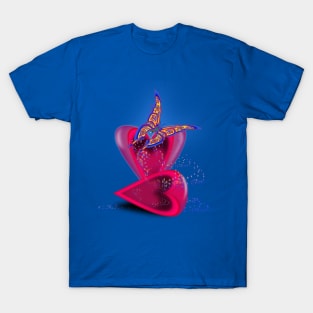 Butterfly Emerging from Heart Shaped Egg T-Shirt